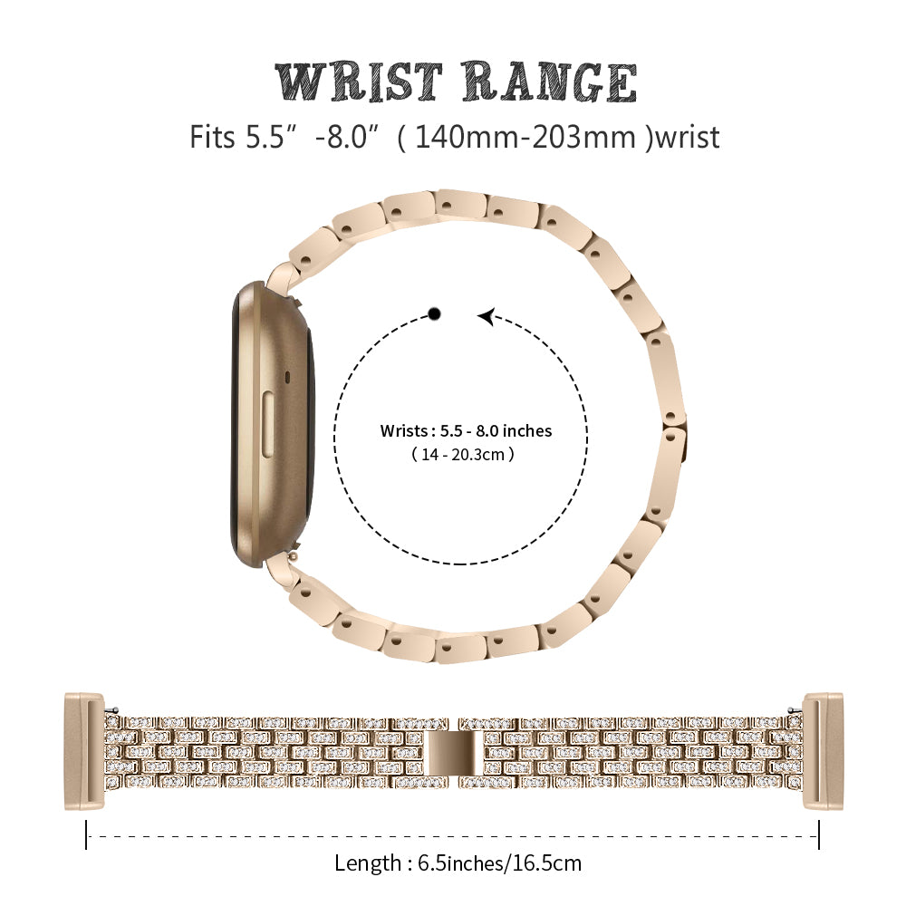 For Fitbit Versa 4 Sense 2 Rhinestones Decor Zinc Alloy Strap Replacement Smartwatch Band For Fitbit Versa 4 Sense 2 Rhinestones Decor Zinc Alloy Strap Replacement Smartwatch Band